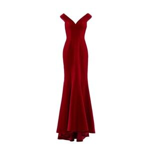 Saiid Kobeisy Mermaid Cut Off-Shoulder Long Dress In Scooter Velvet - NWT